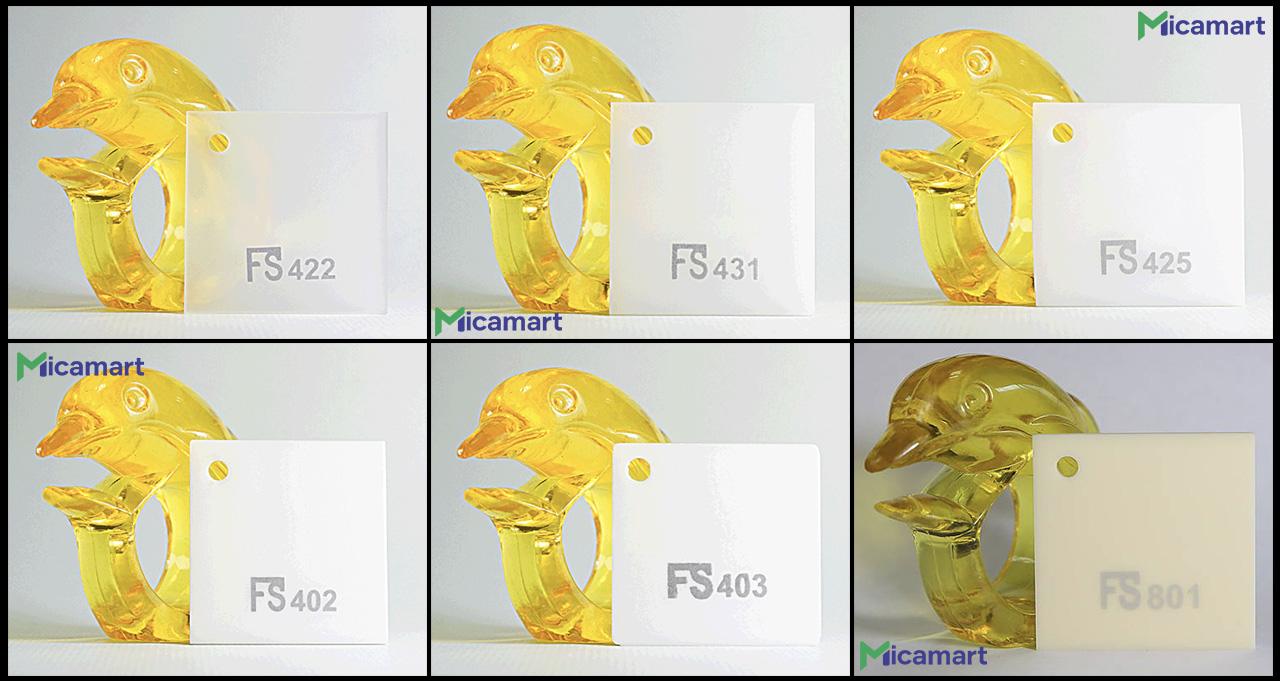 Bảng mã màu tấm nhựa mica acrylic màu trắng tại Mica Mart